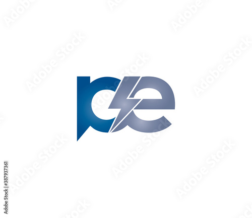 PE Alphabet Electric Logo Design Concept