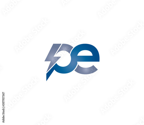 PE Alphabet Electric Logo Design Concept