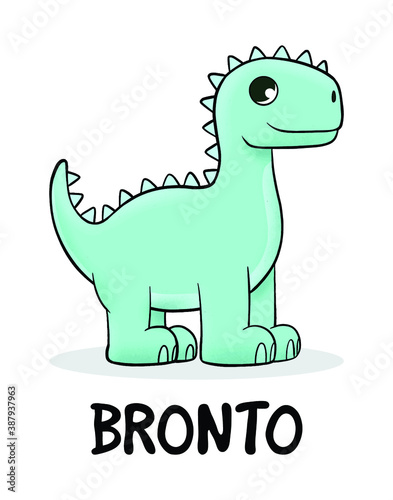Cute baby Brontosaurus standing. Vector illustration for t shirt design  print  poster  icon  web  graphic designs.