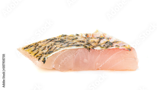 Принти на полотні barramundi or seabass fish sliced isolated on white background