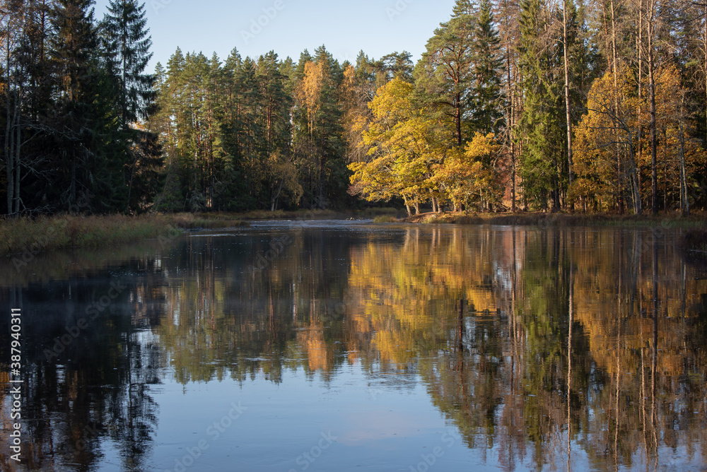 River landscape in autumn. Farnebofjarden national park in Sweden River landscape in autumn. Farnebofjarden national park in Sweden