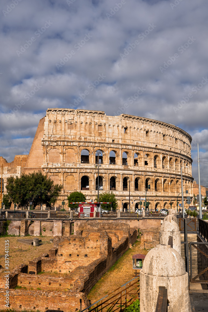 Colosseum And Ludus Magnus Gladiatorial School In Rome, Italy