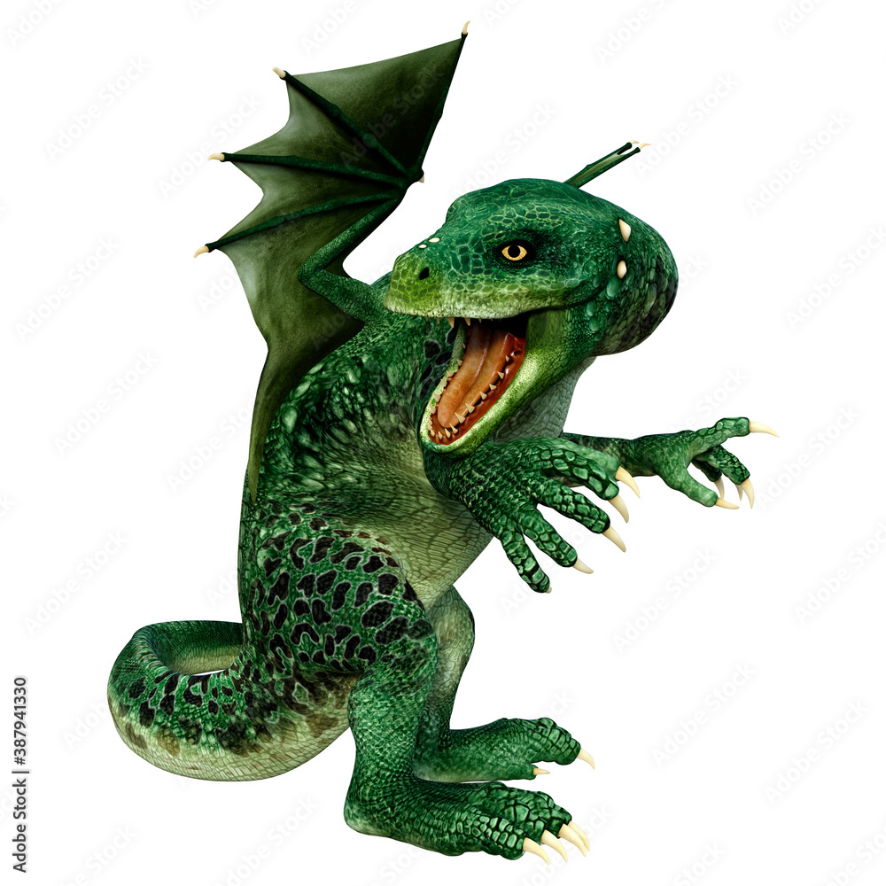 Obraz premium 3D Rendering Fairy Tale Dragon on White