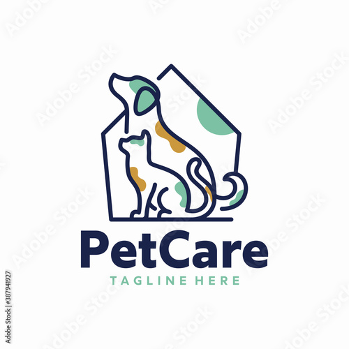 creative logo design concept Dog and Cat vector template
