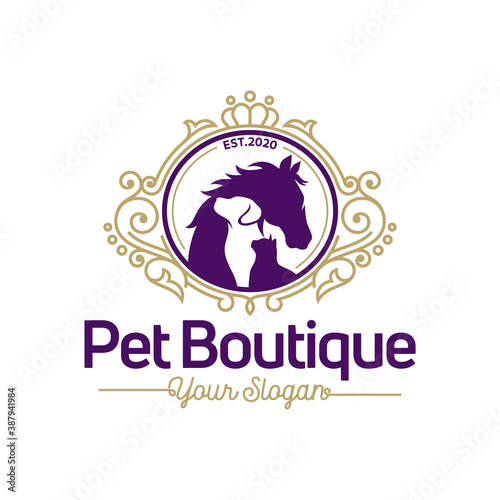Horse, Dog, Cat Animal Logo Design Vector Template 