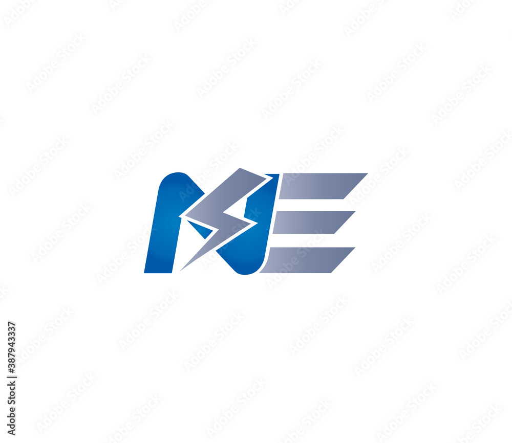 NE Alphabet Electric Logo Design Concept NE Alphabet Electric Logo Design Concept