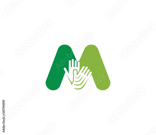 M Alphabet Hand Logo Design Concept