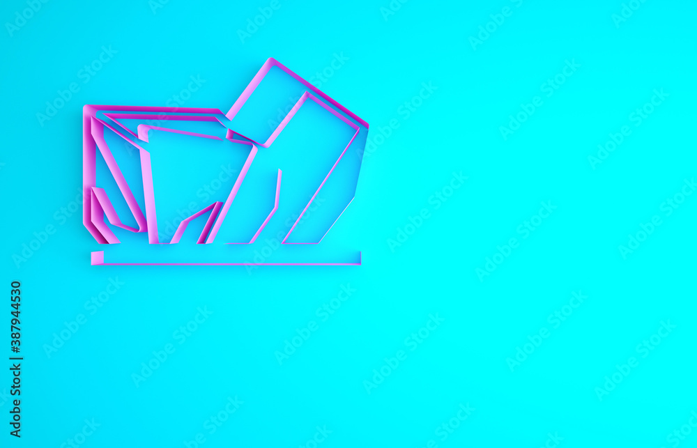 Fototapeta premium Pink Royal Ontario museum in Toronto, Canada icon isolated on blue background. Minimalism concept. 3d illustration 3D render.