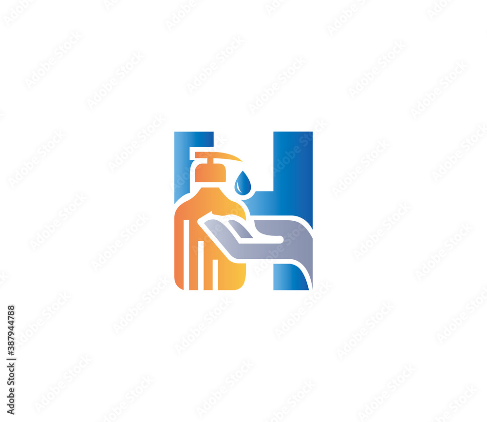 H Alphabet Modern Handwashing Logo Design Concept