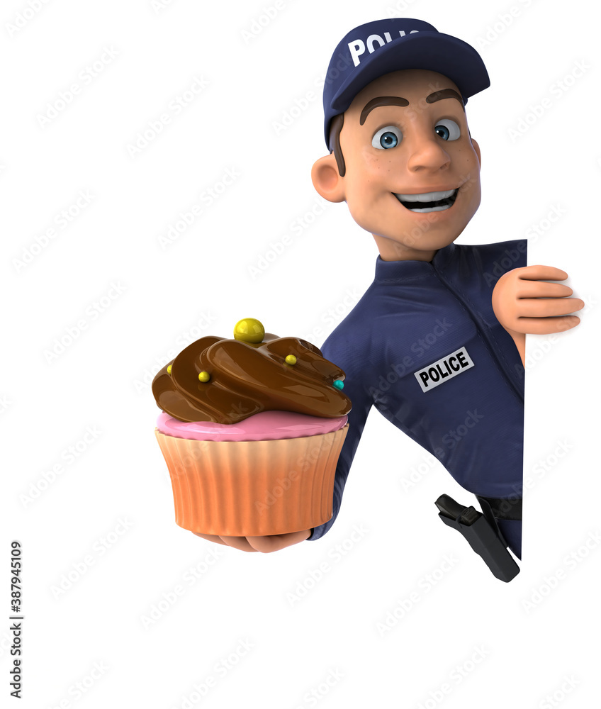 Fun 3D illustration of a cartoon Police Officer Fun 3D illustration of a cartoon Police Officer