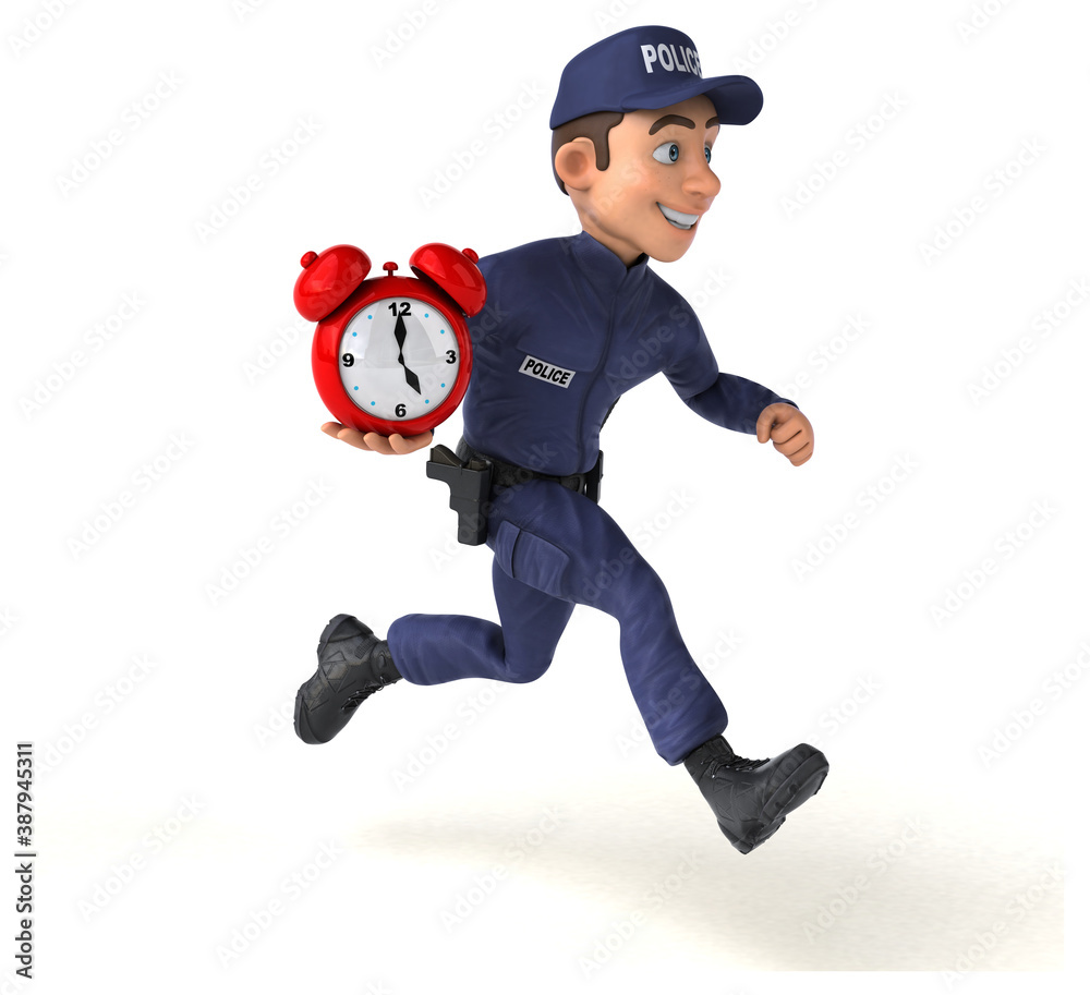 Fun 3D illustration of a cartoon Police Officer Fun 3D illustration of a cartoon Police Officer
