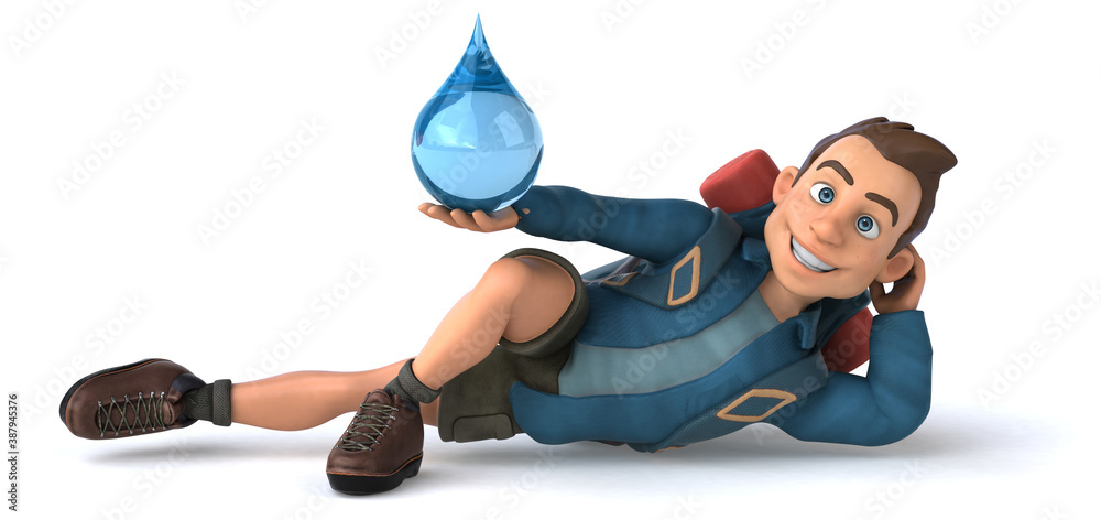 Fun illustration of a 3D cartoon backpacker Fun illustration of a 3D cartoon backpacker
