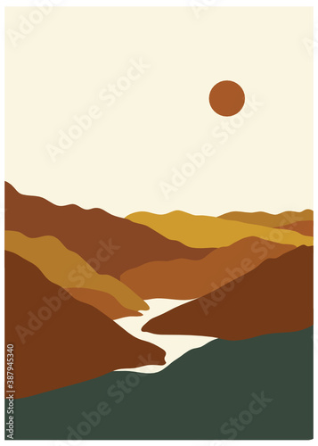 A little random landscape with minimalist touch and earth brown pallette