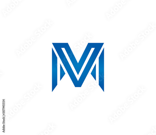 MV Alphabet Modern Logo Design Concept