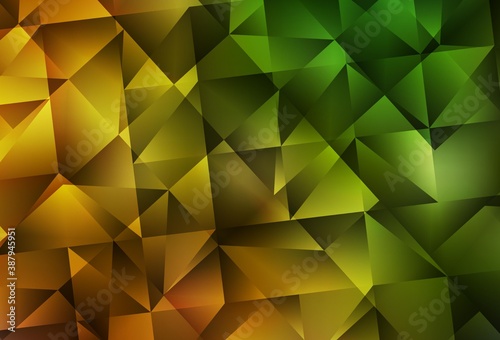 Dark Green, Yellow vector abstract polygonal template.