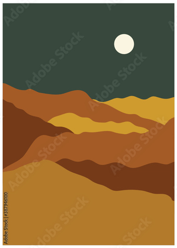 A little random landscape with minimalist touch and earth olive pallette