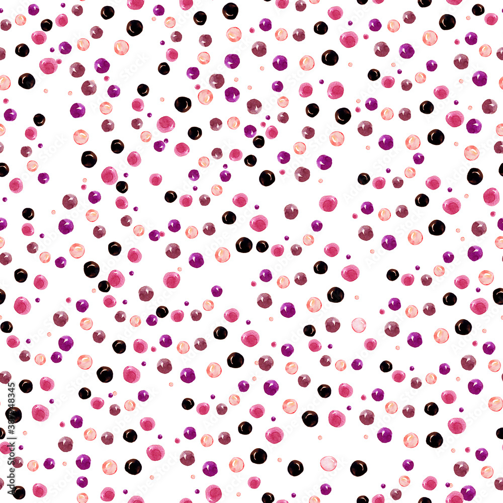 Watercolor pattern with circles on a white background. Texture for printing, wrapping paper.