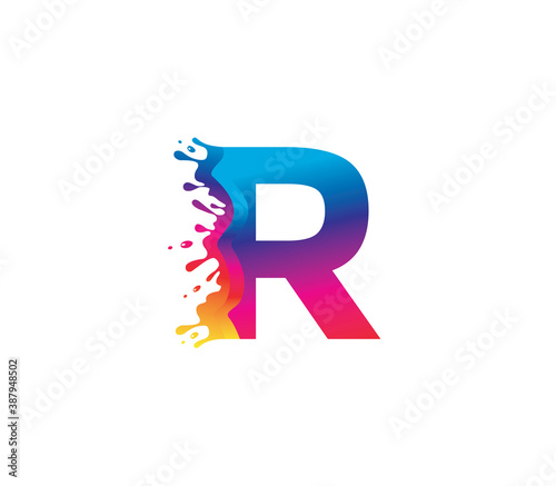 R Alphabet Painting logo Design Concept