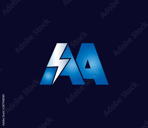 AA Alphabet Electric Logo Design Concept