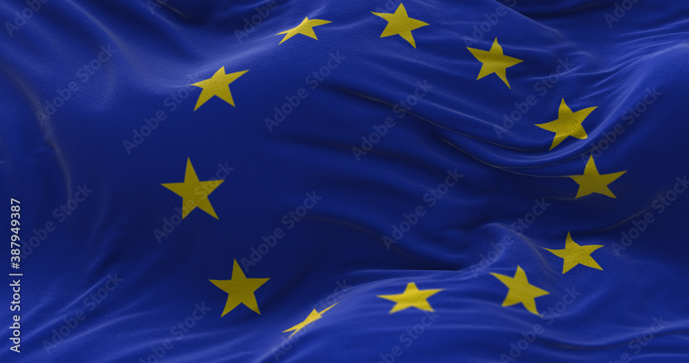 European union flag waving in the wind. European union flag waving in the wind.