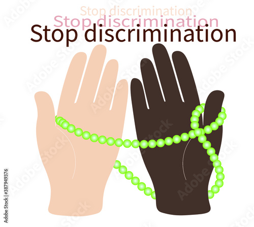 Stop discrimination icon logo. praying hands with tasbih in different colors. vector illustration
