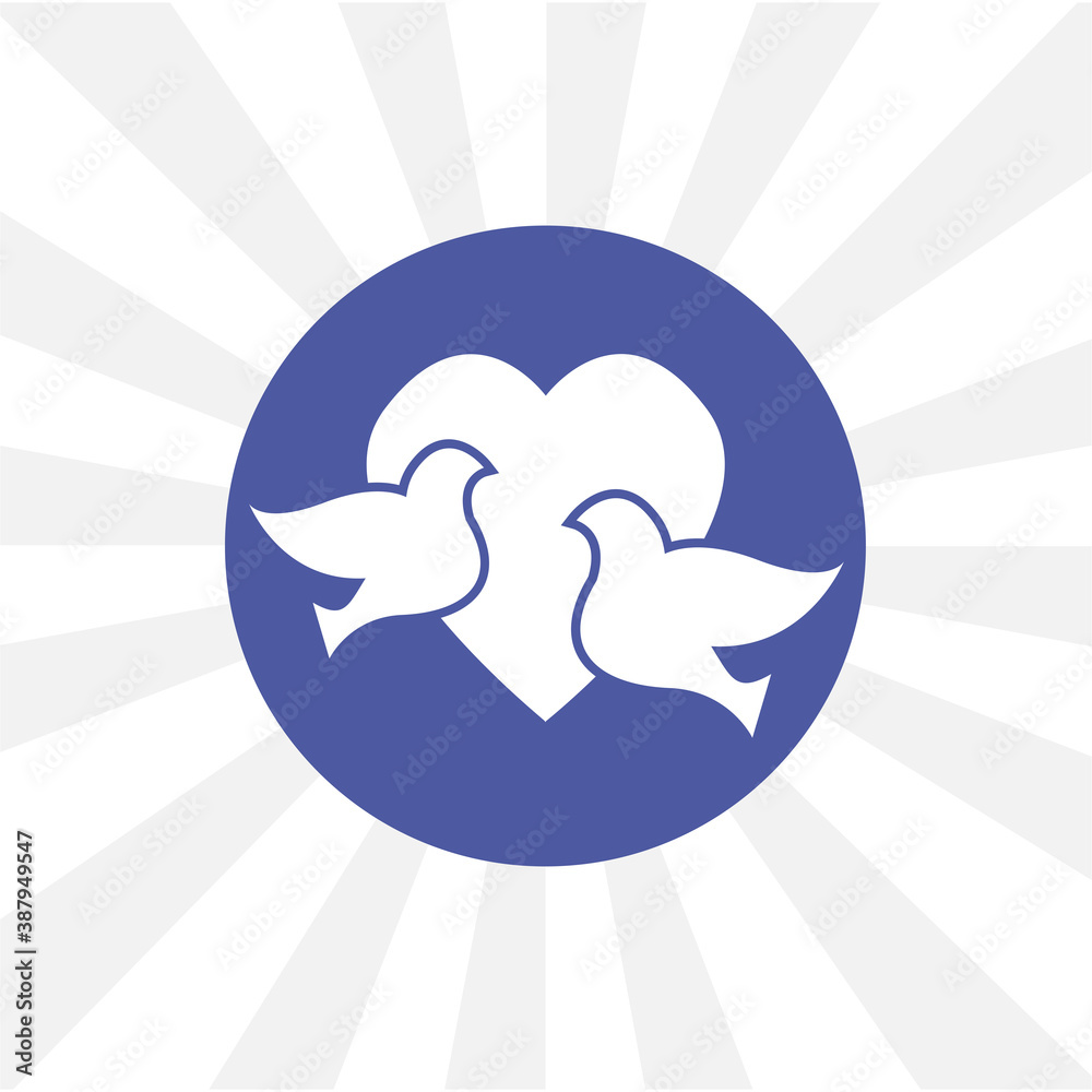 heart with doves love isolated vector icon. design element heart with doves love isolated vector icon. design element
