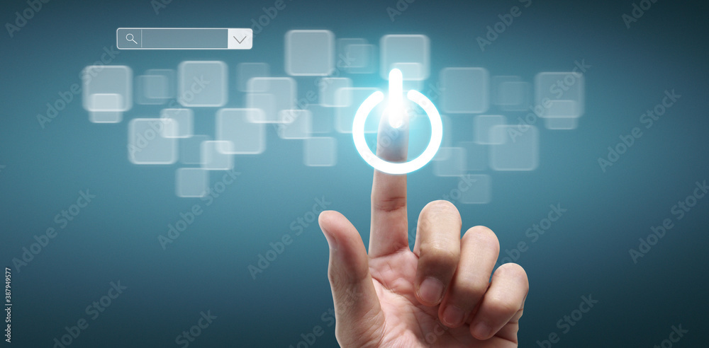 Hands touching button screen interface global connection customer networking Hands touching button screen interface global connection customer networking