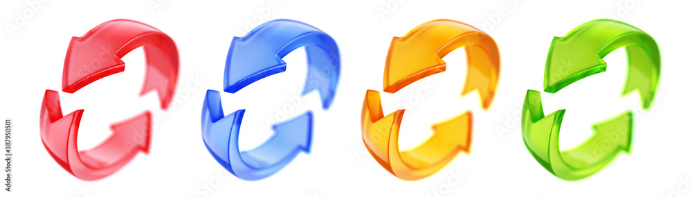 Rotation circle 3d arrows icon. Circled web recycling progress concept ...