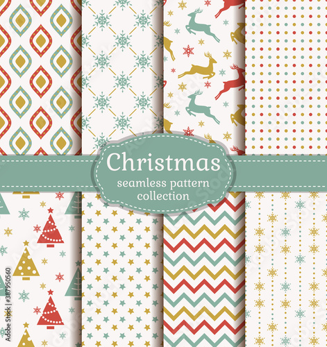 Christmas seamless patterns. Vector set. © RainLedy