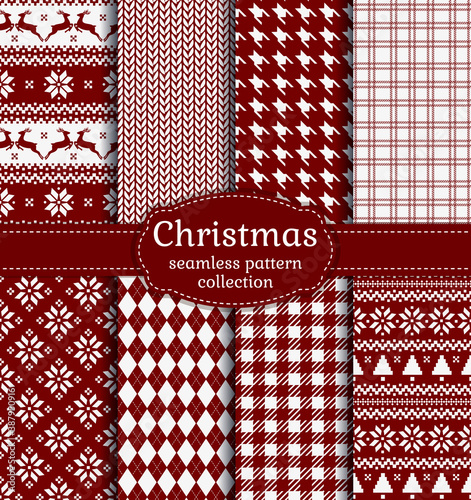 Christmas seamless patterns. Vector set.