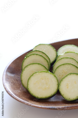 Korean cooking, chopped zucchini for prepared ingredient