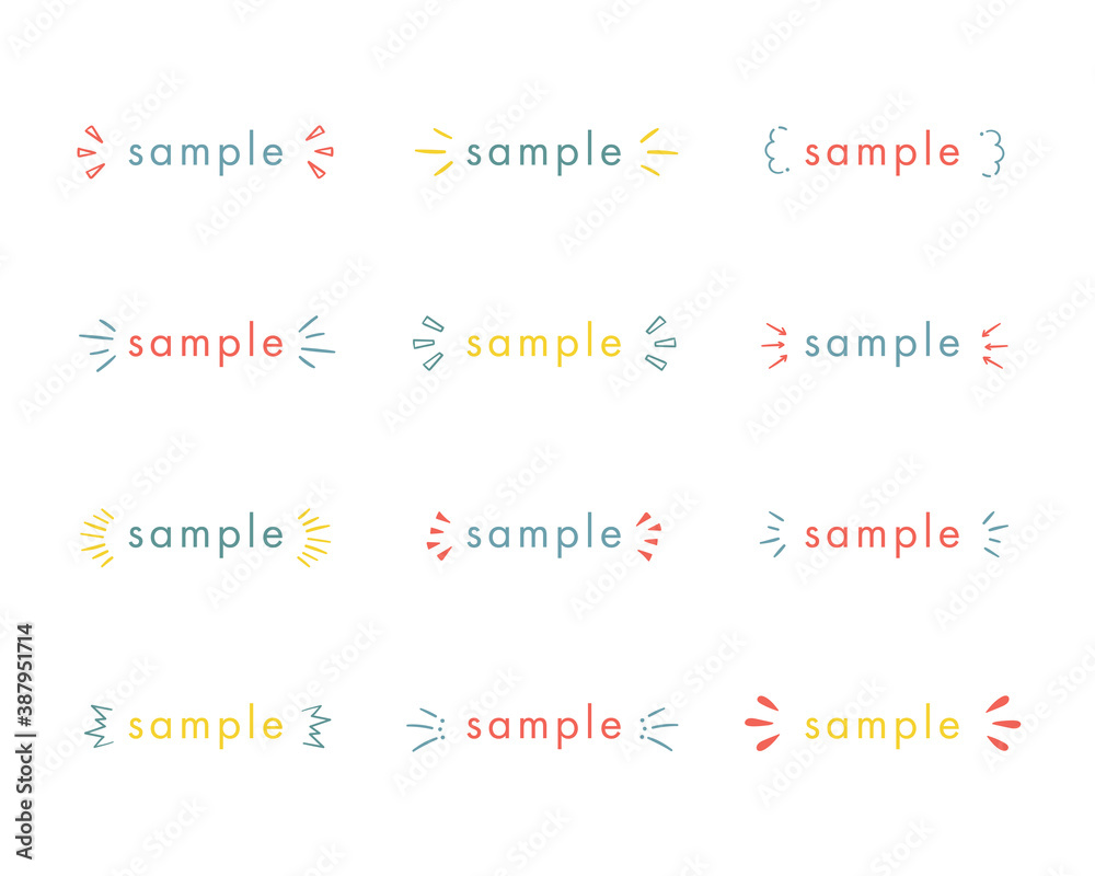 注目マークの手書きの飾りイラストのセット フレーム 枠 文字 装飾 線 気づき 驚く あしらい Stock Vektorgrafik Adobe Stock