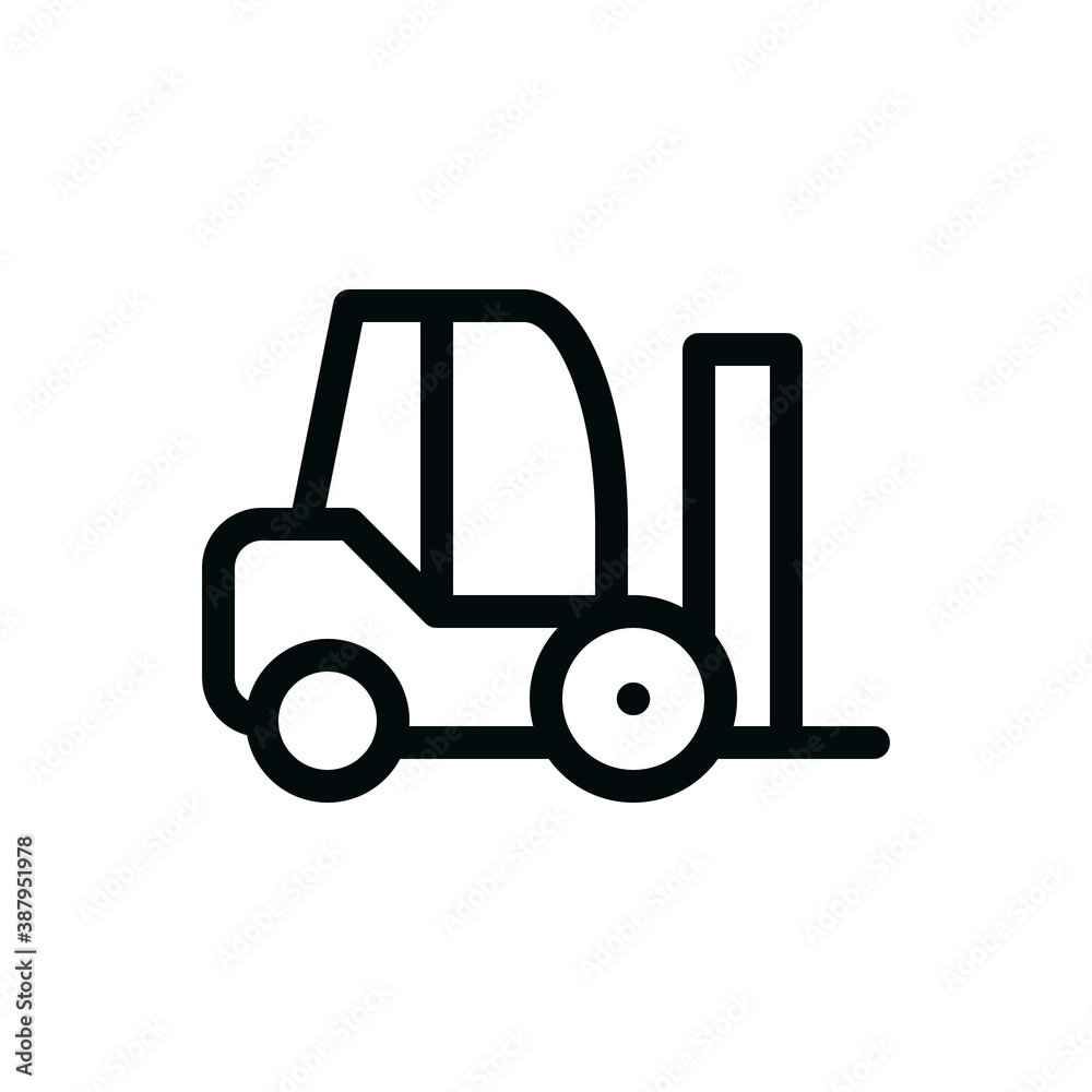 Forklift isolated icon, fork lift truck linear vector icon with editable stroke