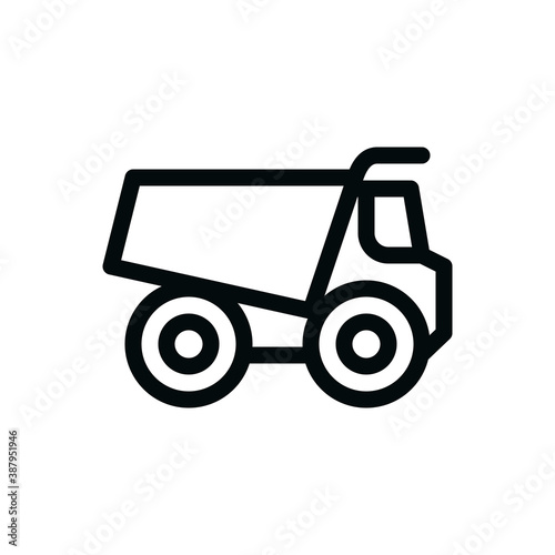 Heavy duty dumper truck isolated icon, heavy duty tipper truck outline vector icon with editable stroke