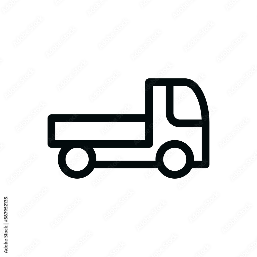 Flatbed truck isolated icon, open truck linear vector icon with editable stroke