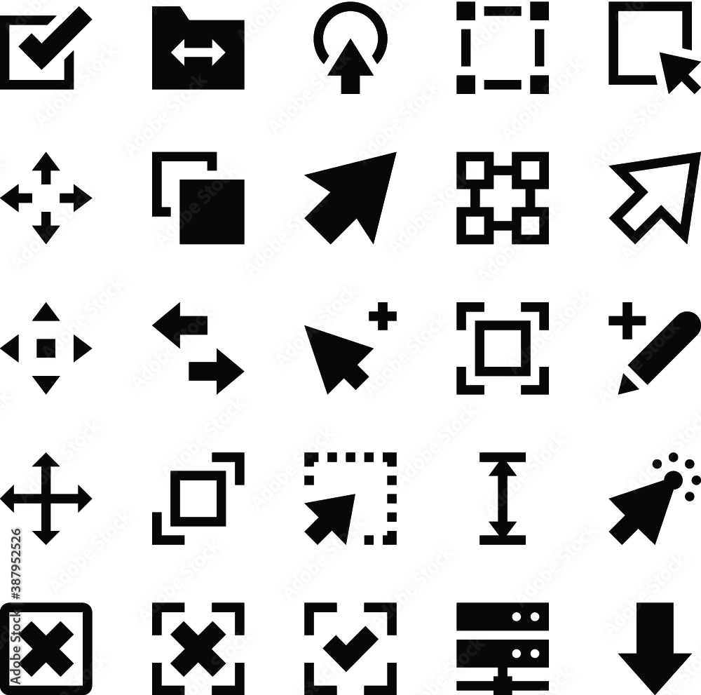 Selection, Cursors, Resize, Move, Controls and Navigation Arrows Vector ...