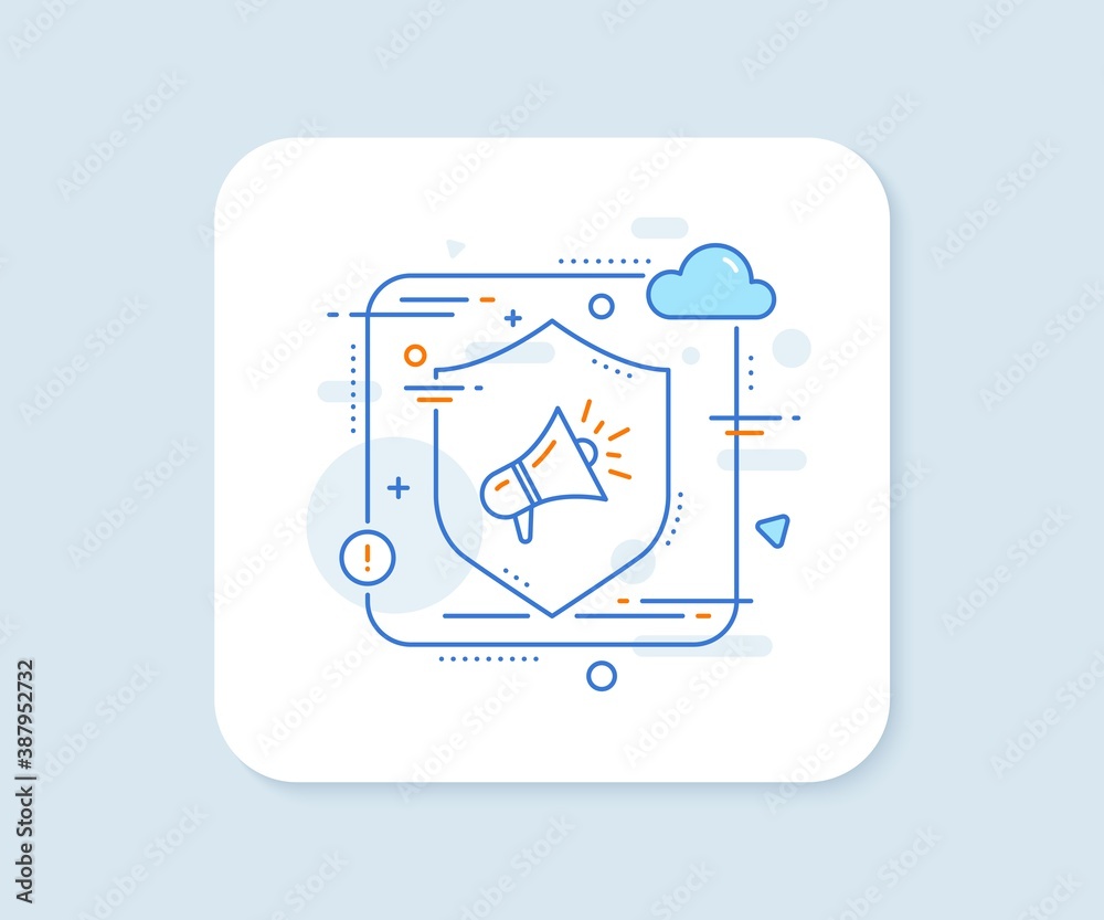 Megaphone line icon. Abstract vector button. Advertisement device symbol. Brand ambassador loudspeaker sign. Megaphone line icon. Protect shield concept. Vector Megaphone line icon. Abstract vector button. Advertisement device symbol. Brand ambassador loudspeaker sign. Megaphone line icon. Protect shield concept. Vector