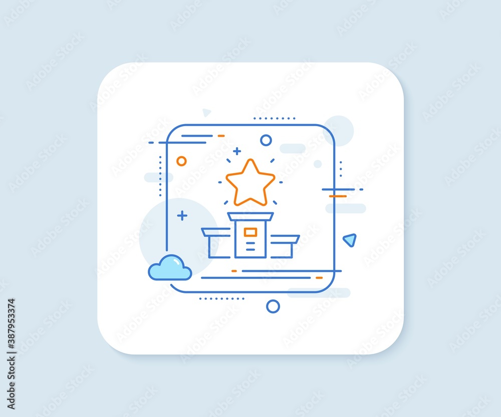 Winner podium line icon. Abstract square vector button. First place sign. Best rank star symbol. Winner podium line icon. Quality concept badge. Vector