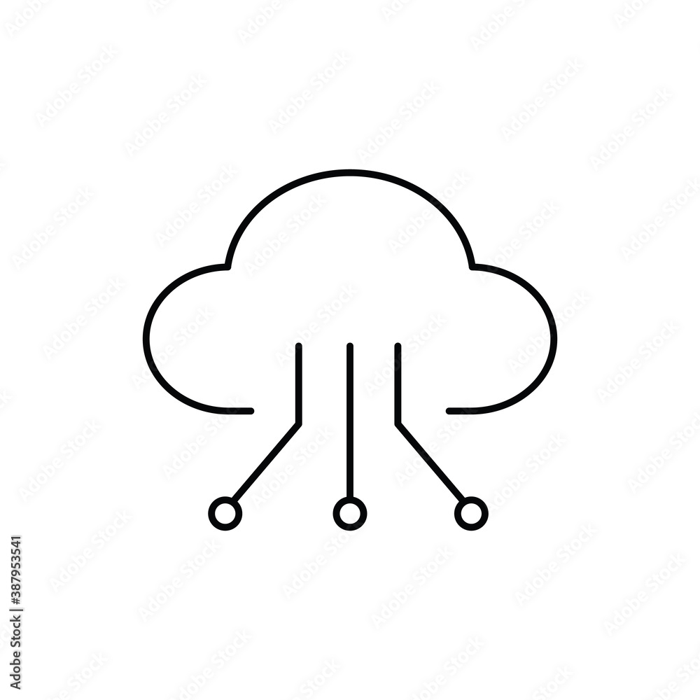 cloud computing technology single isolated icon with line or outline style cloud computing technology single isolated icon with line or outline style