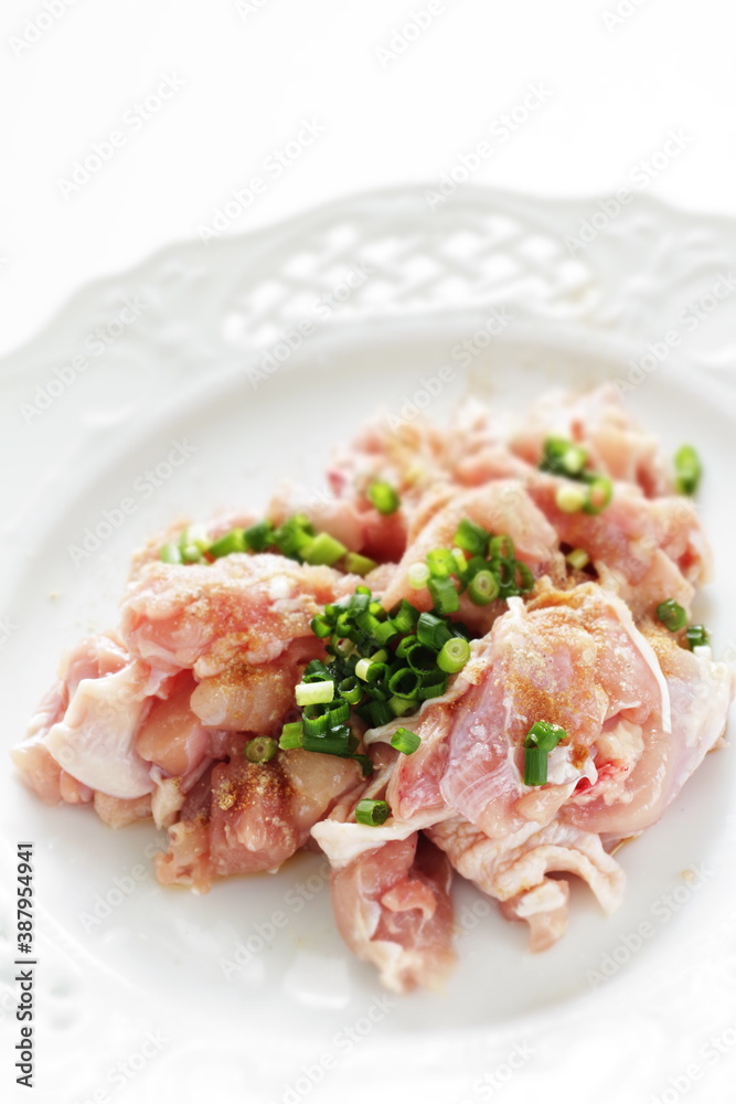 Korean cooking, chicken and seasoning with green onion Korean cooking, chicken and seasoning with green onion