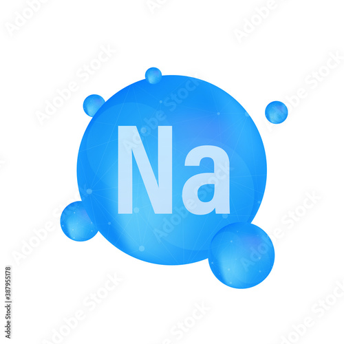 Na, Natrium blue shining pill capsule icon. Vector stock illustration.