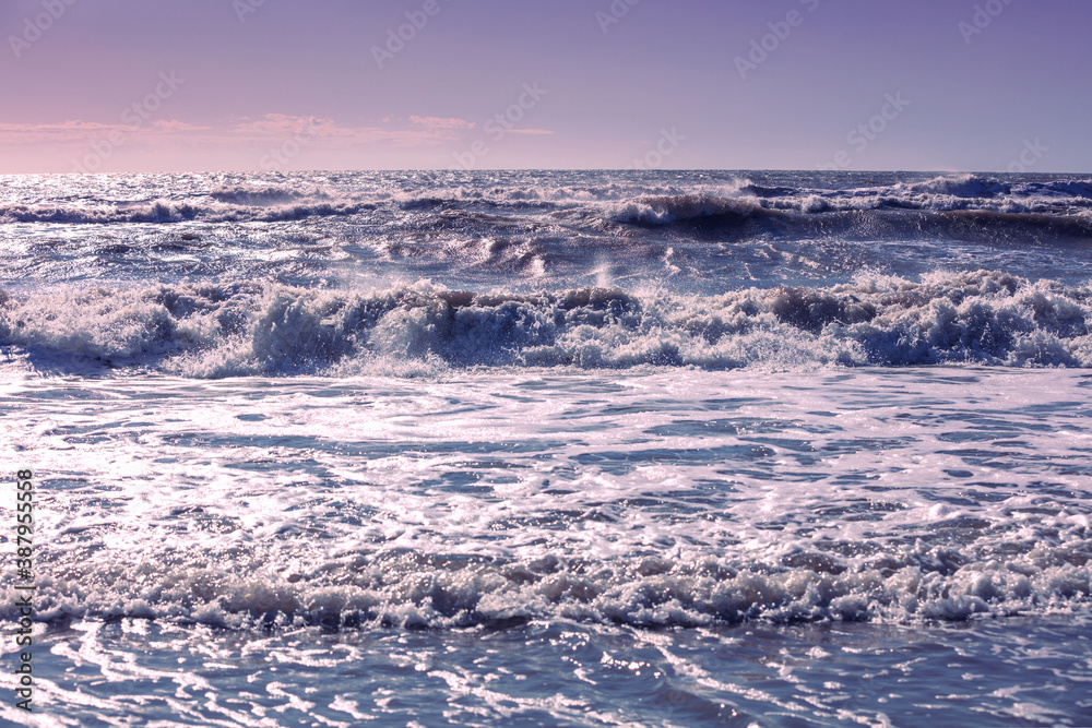 Seascape in the evening. Stormy sea