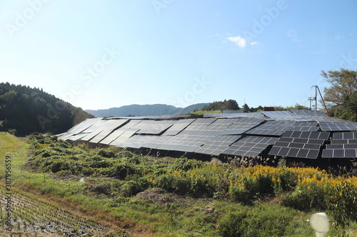 太陽光パネル ソーラーパネル 太陽光発電 エネルギー © もちもち