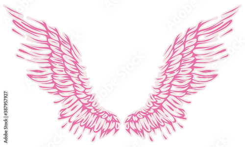 Beautiful magic pink angel wings, vector