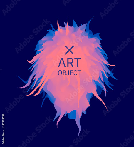 3d element with prickles. Crystal, mineral or stone. Isometric 3d frozen spike. Floral art in futuristic style. Design template with place for text. Vector illustration.