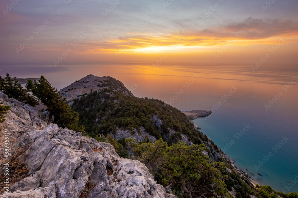 Rhodes island landscape at sunrise