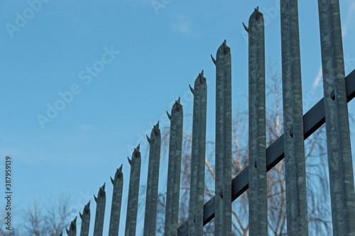 Metal palisade security fencing photo