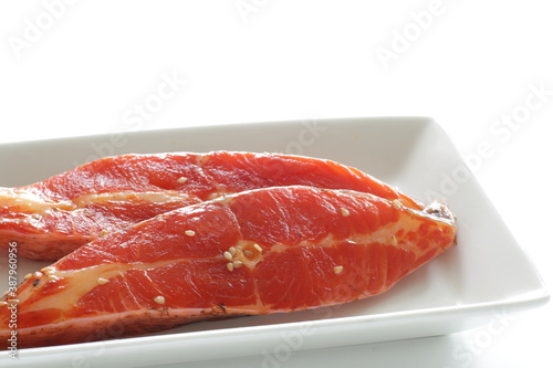 prepared Japanese marinated flat fish on dish
