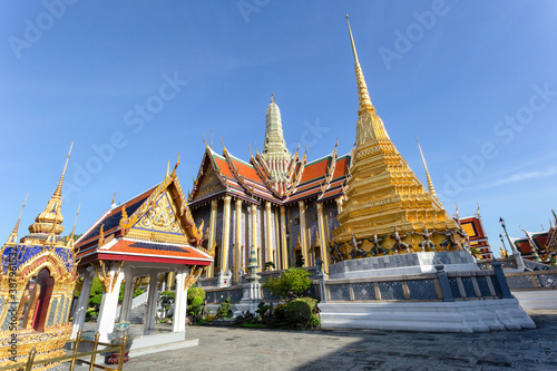 Wat Phra Kaew and Grand Palace in sunny day  Bangkok  Thailand
