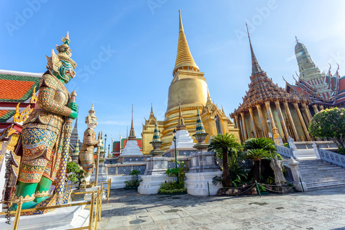 Wat Phra Kaew and Grand Palace in sunny day, Bangkok, Thailand